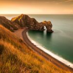 Wonderful sunrise in an august morning at Durdle Door in Dorset England